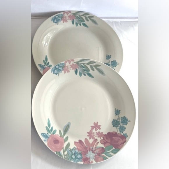 Royal Norfolk Flowers Print Ceramic Dinner Plates 10.5” in set of 2 - Picture 1 of 6